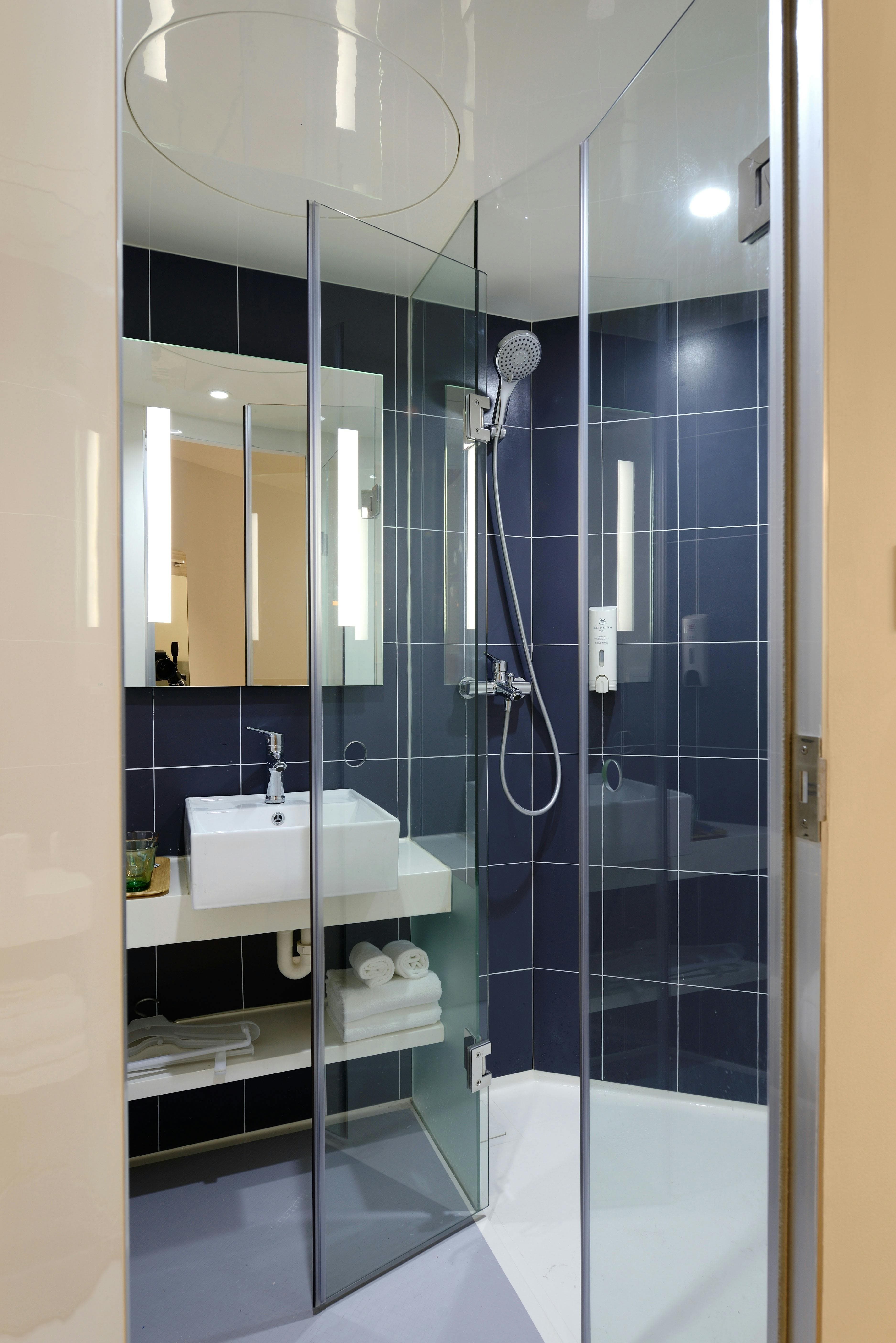 Spotless clear glass shower room
